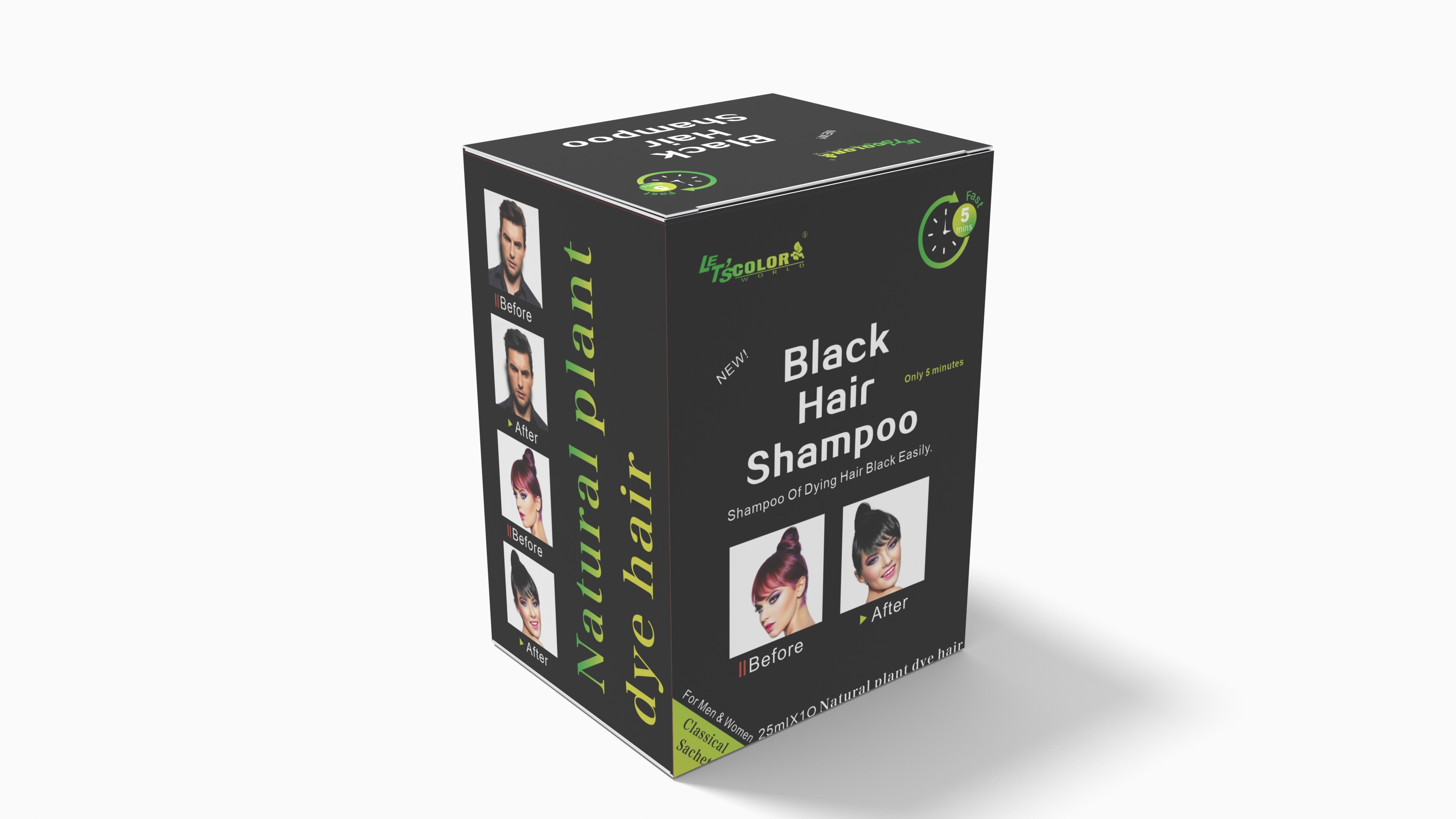 Black Hair Color Shampoo para sa Gray na Buhok na walang Kemikal