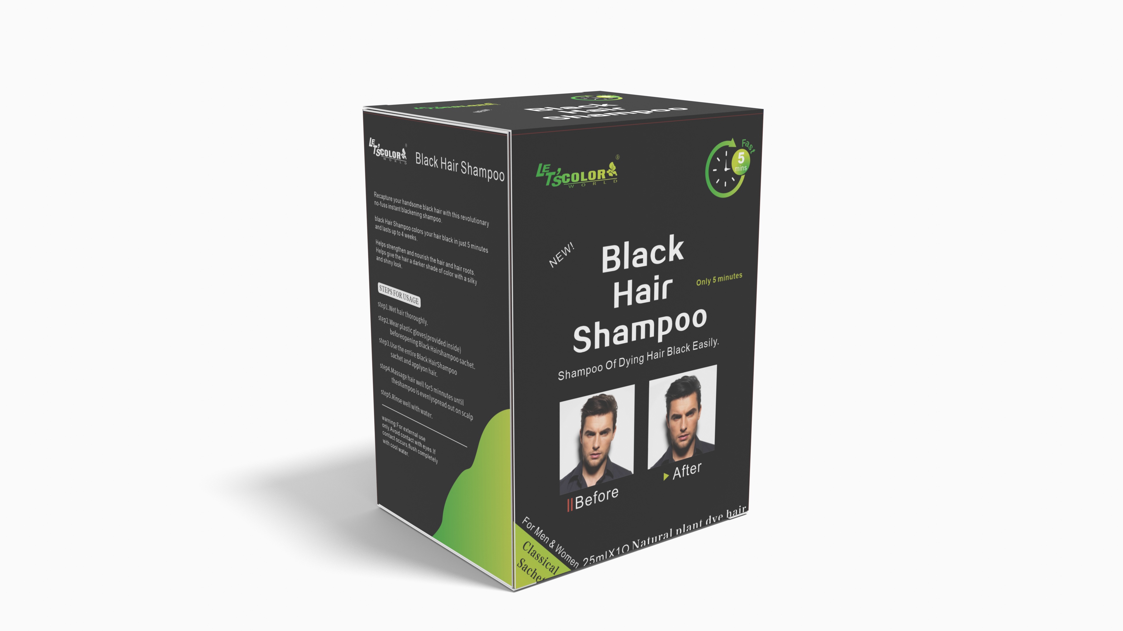 Black Hair Color Shampoo para sa Gray na Buhok na walang Kemikal