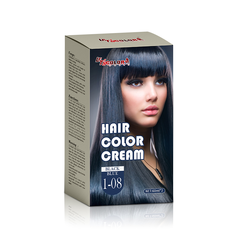 Itim na asul na Silky Hair Color Cream para sa Salon